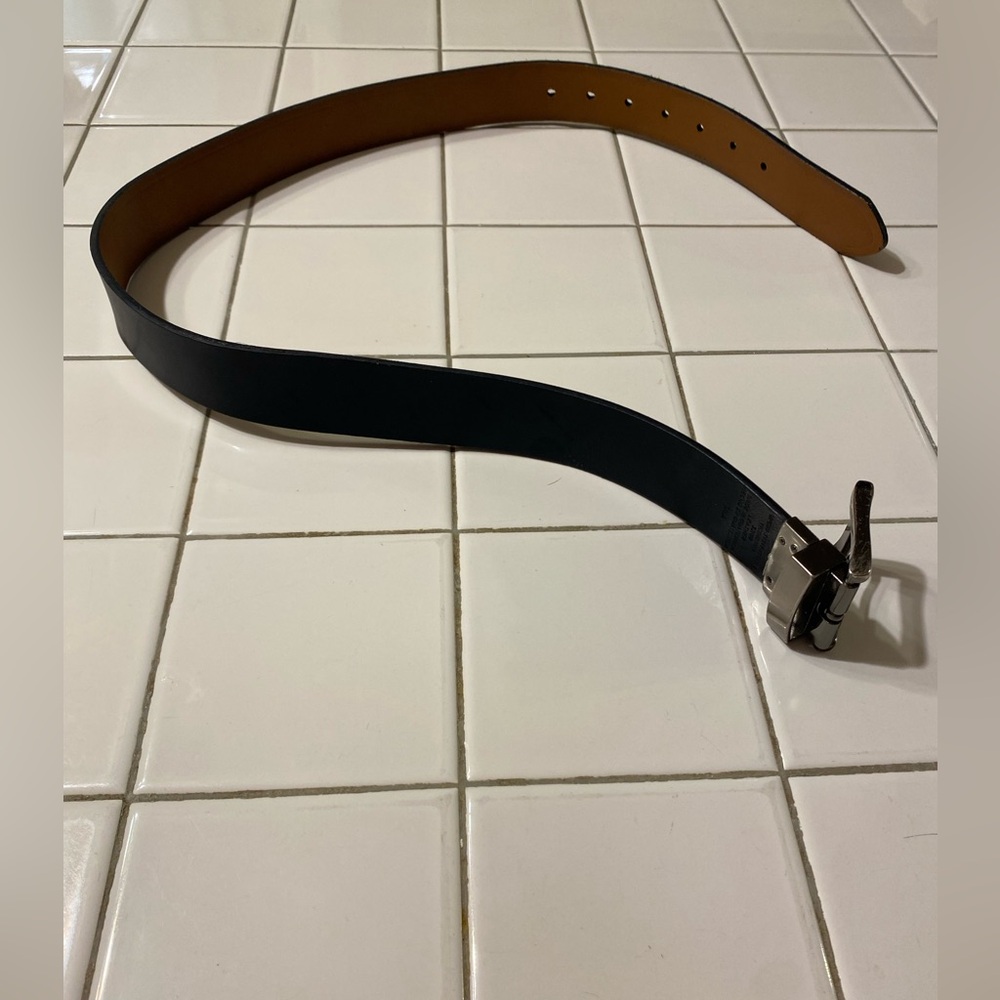 Dickies Reversible Black Brown Leather Belt Mens Size 32 Silver Buckle